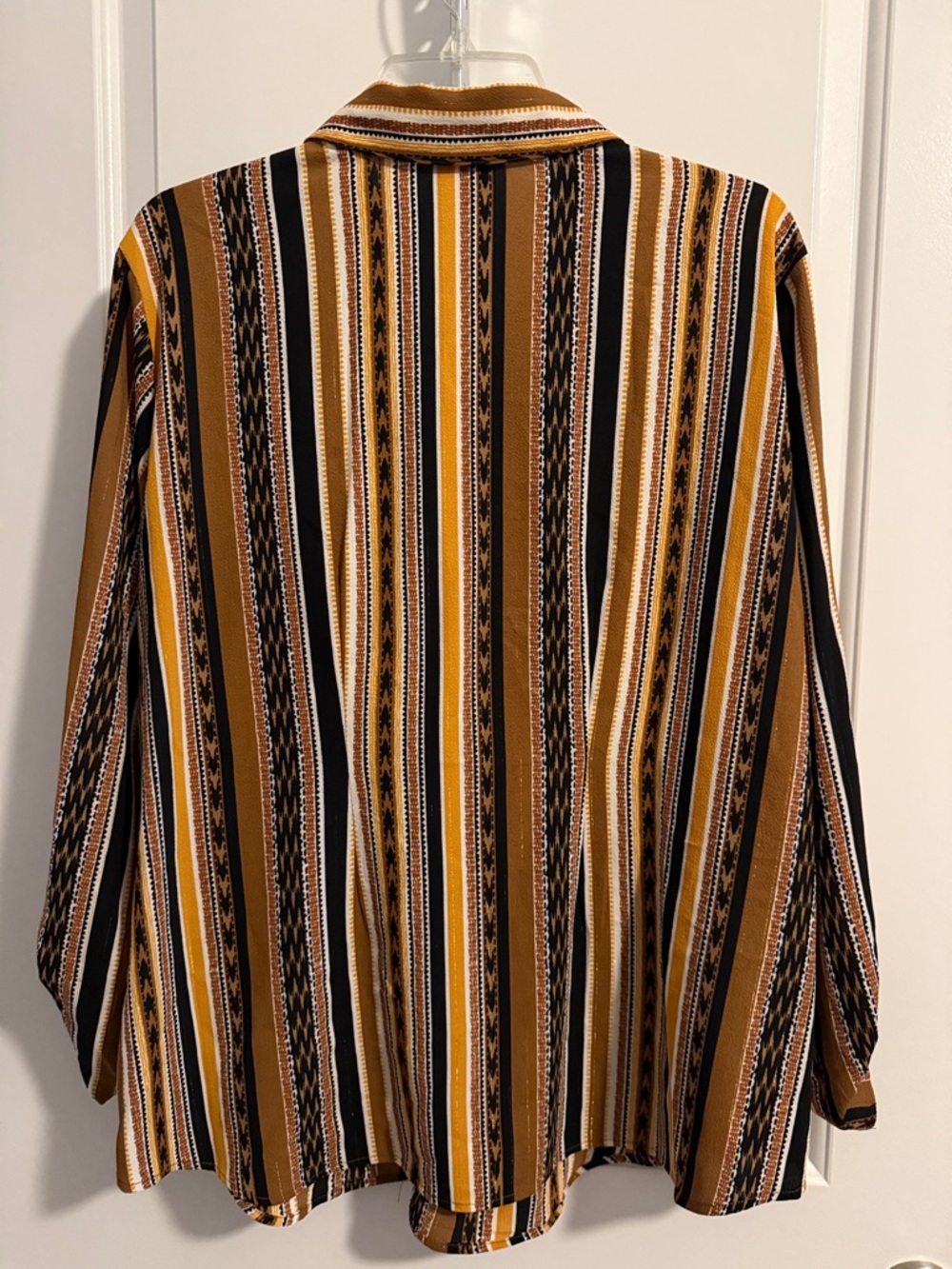 Ruby Rd Mustard Rust Black Printed Blouse XLP Lightweight Top Boho - Picture 6 of 6